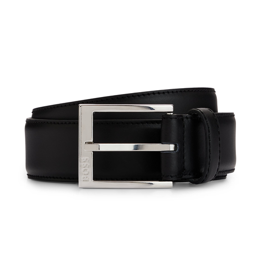 BOSS 'ELLOTYO' ITALIAN LEATHER BELT IN BLACK