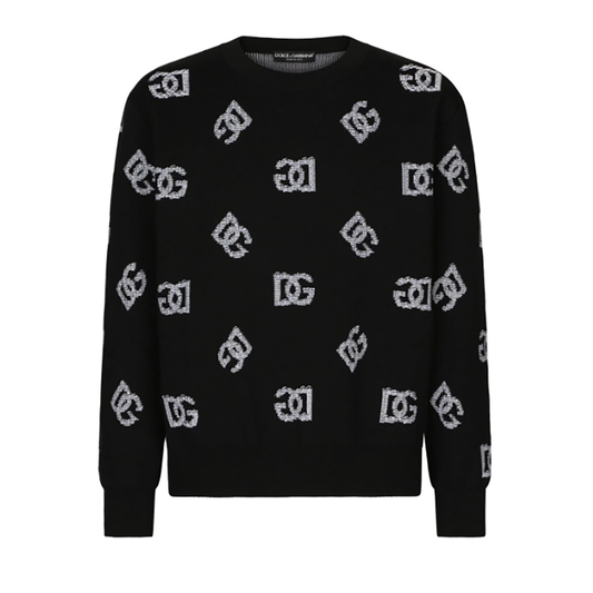 DOLCE AND GABBANA TECHNICAL JACQUARD DG SWEATER