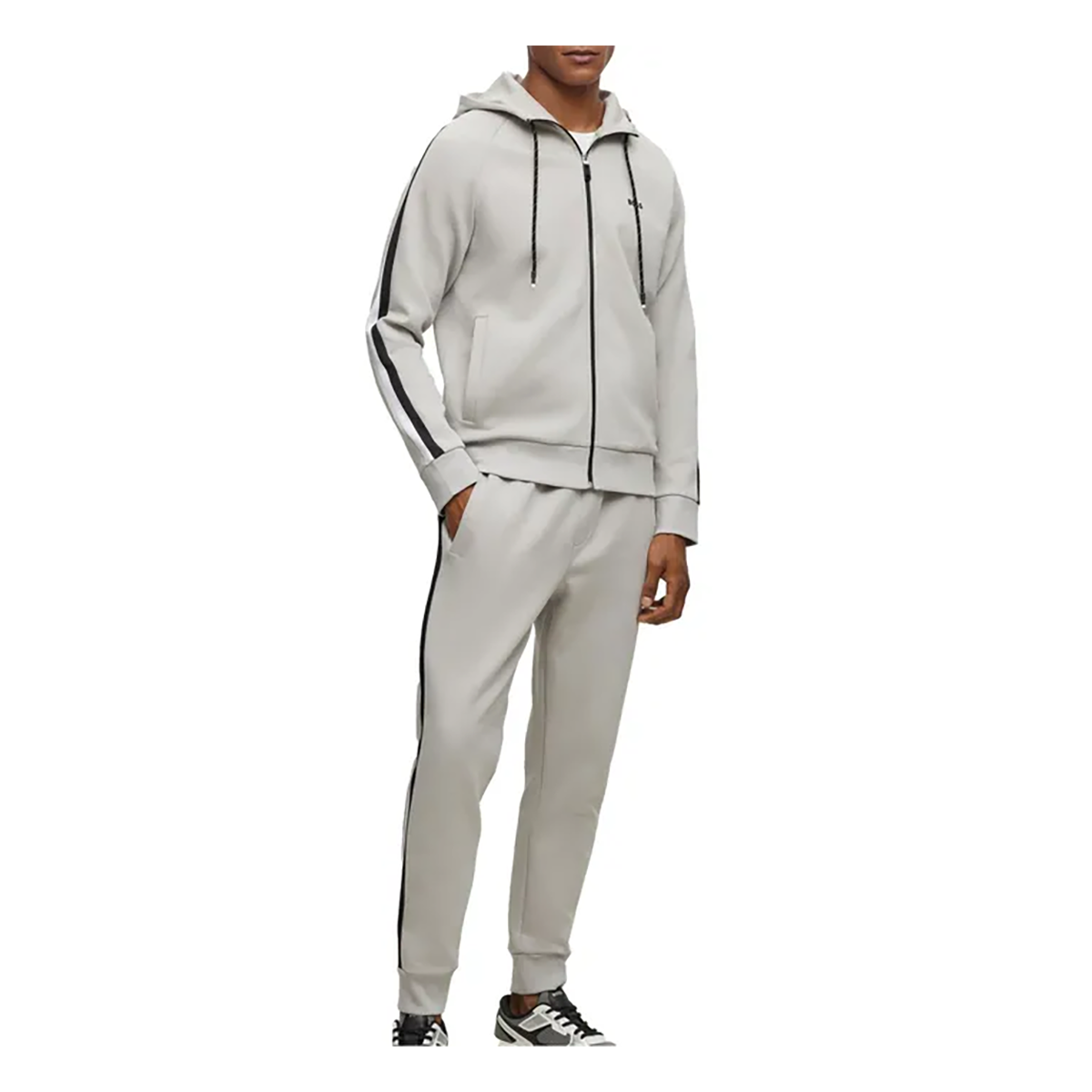 BOSS COTTON BLEND TRACKSUIT SET IN GREY