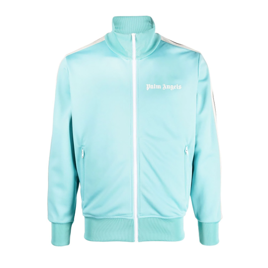 PALM ANGELS LOGO-PRINT ZIP-UP IN BLUE