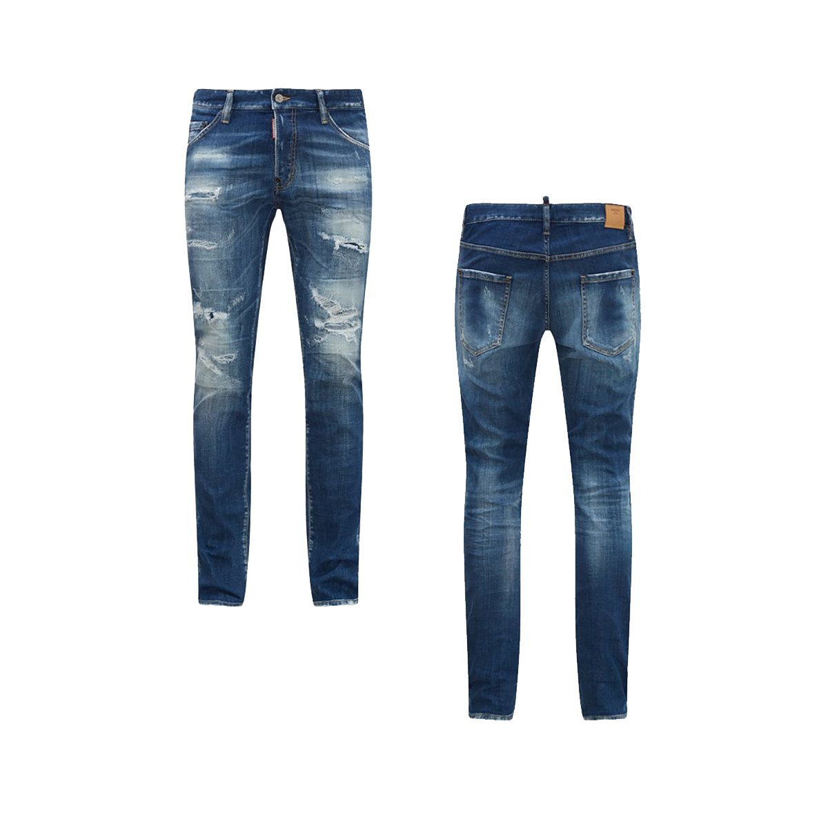 DSQUARED2 SEXY TWIST DISTRESSED STRAIGHT LEG JEANS IN BLUE