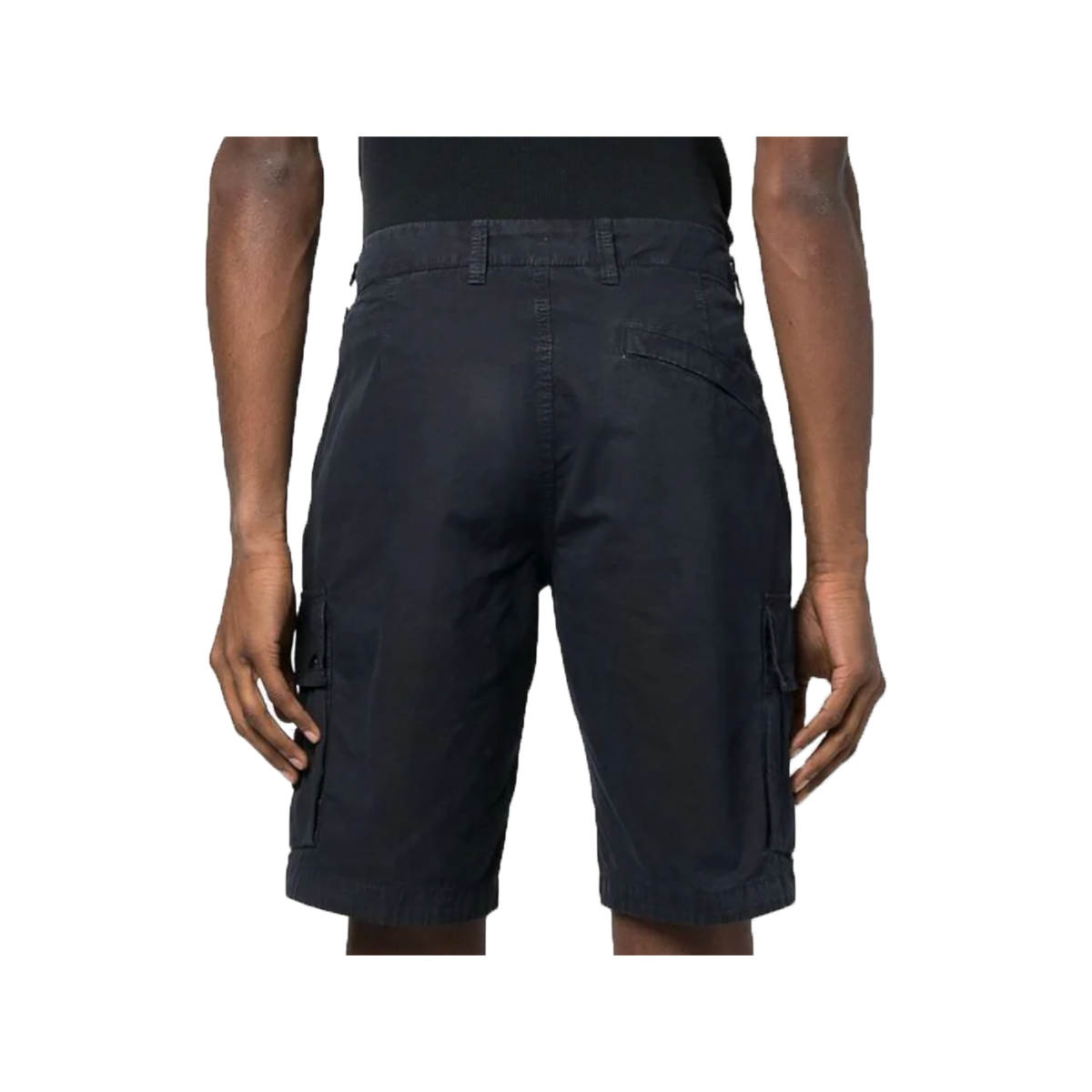 STONE ISLAND FLAP POCKET COTTON SHORTS IN BLACK