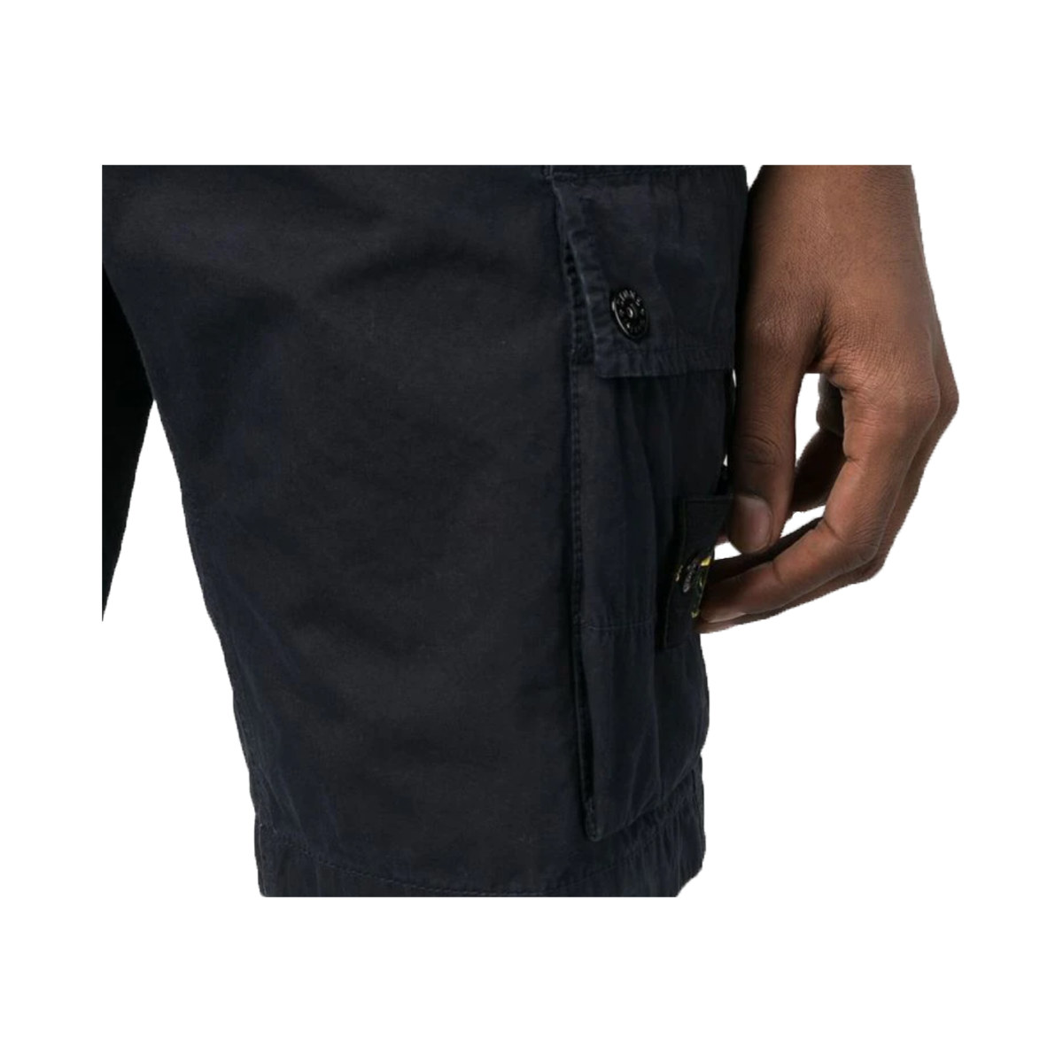 STONE ISLAND FLAP POCKET COTTON SHORTS IN BLACK