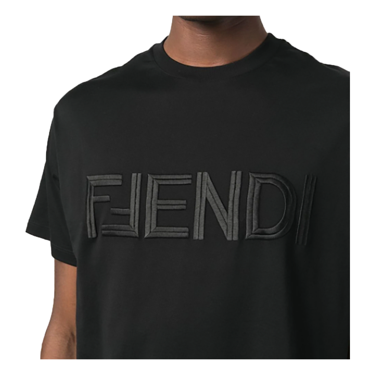 FENDI LOGO T-SHIRT IN BLACK