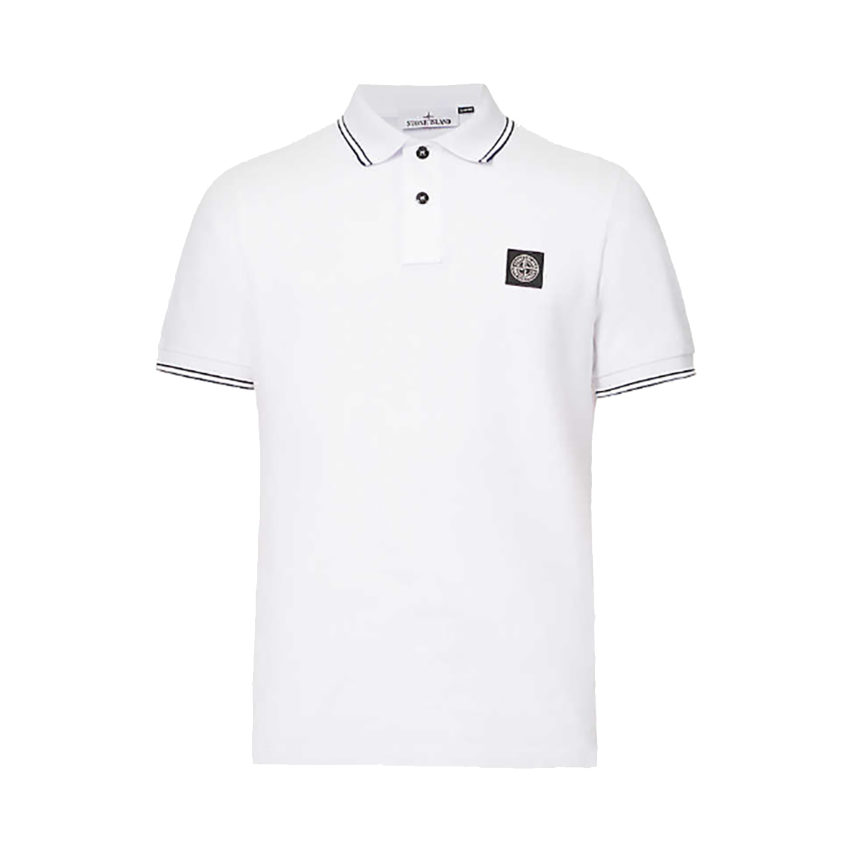 STONE ISLAND COMPASS PATCH POLO IN WHITE