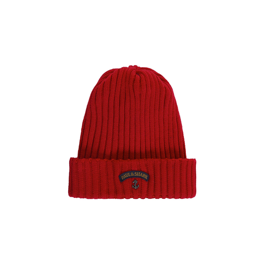 PAUL & SHARK YACHTING RIBBED BEANIE IN RED