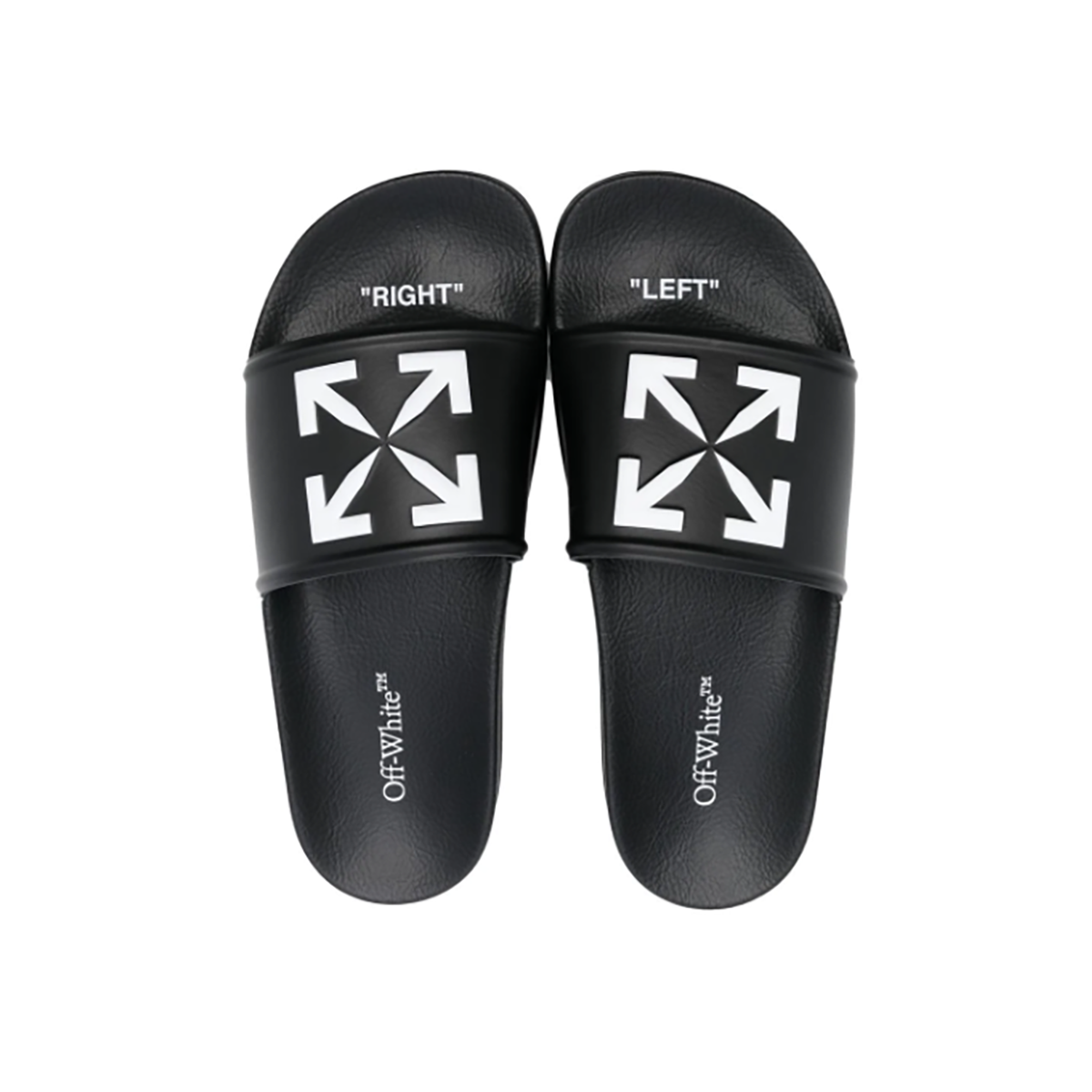 OFF-WHITE ARROWS LOGO PRIN SLIDERS IN BLACK