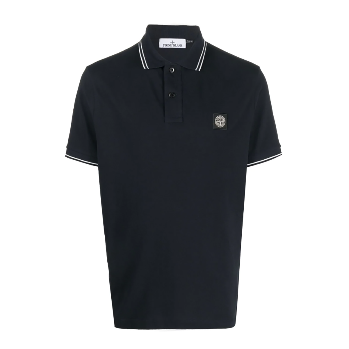 STONE ISLAND LOGO PATCH POLO SHIRT IN NAVY BLUE