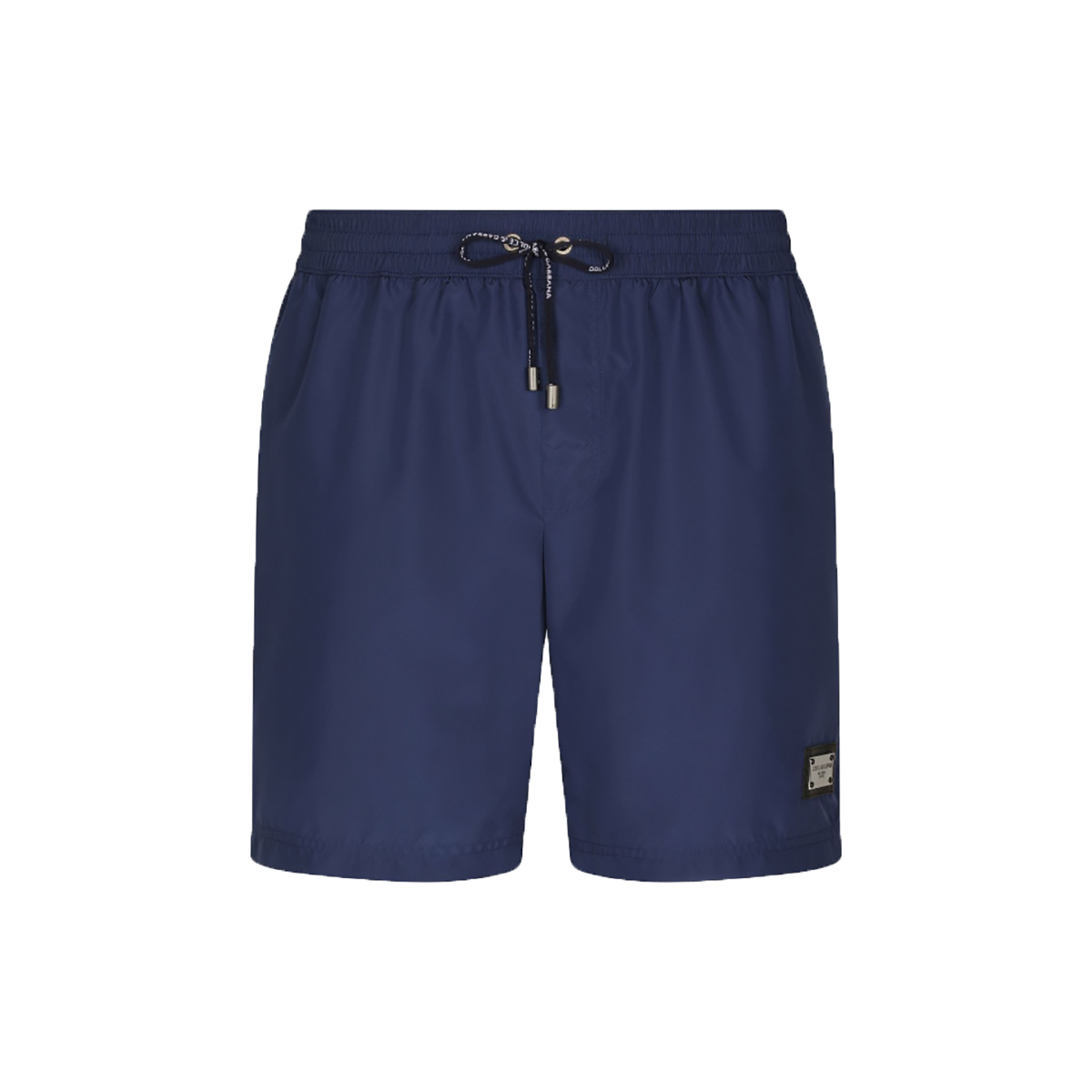 DOLCE AND GABBANA LOGO BADGE SWIM SHORTS IN BLUE