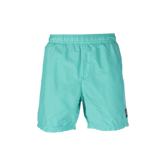 STONE ISLAND LOGO PATCH SWIM SHORTS IN BLUE