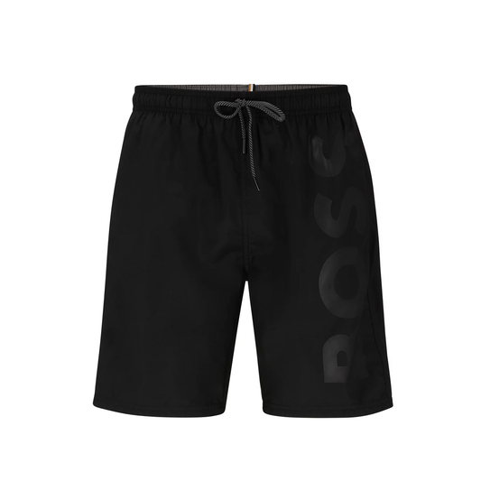 BOSS ORCA LOGO EMBOSSED SHORTS IN BLACK