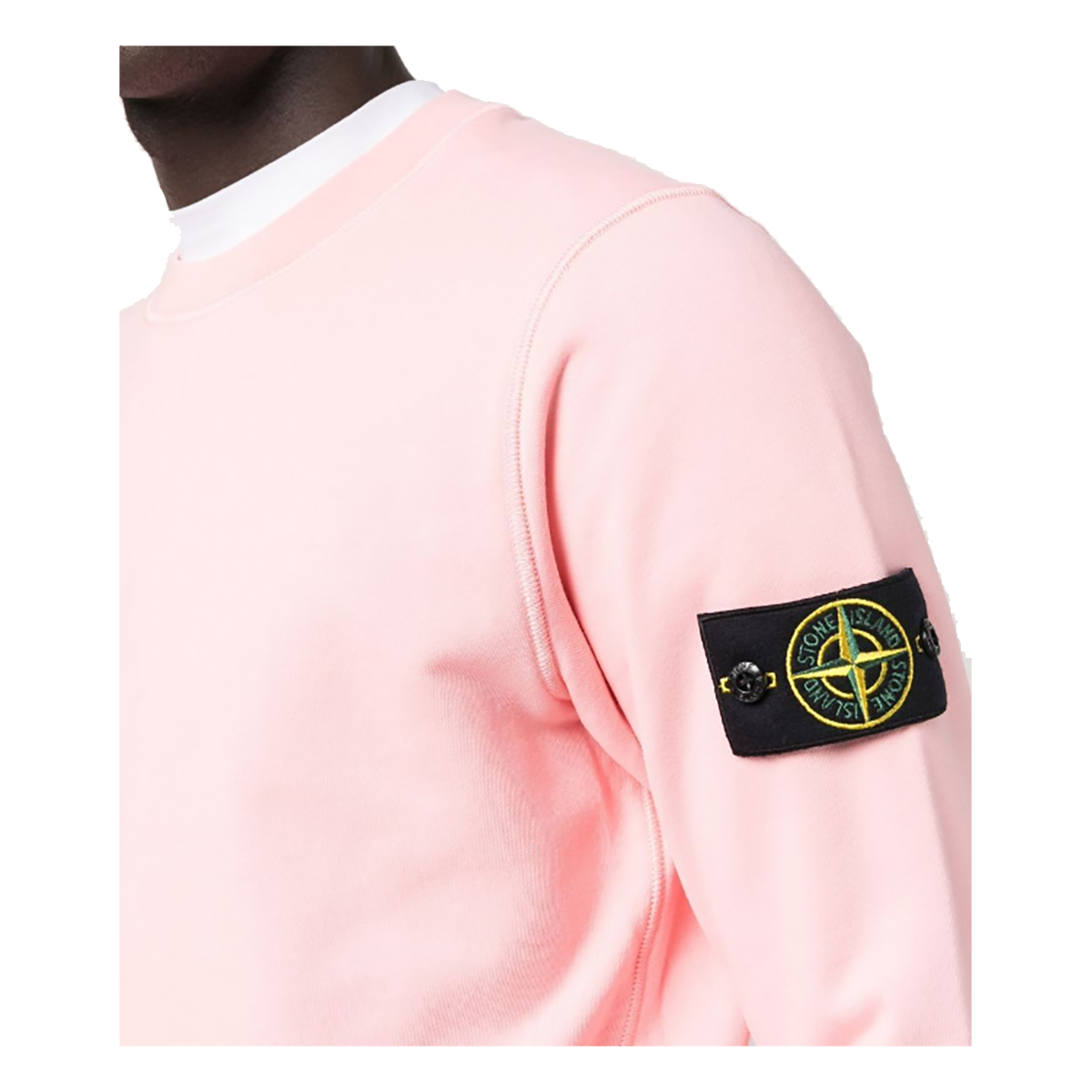 STONE ISLAND CREW NECK SWEATER IN PINK