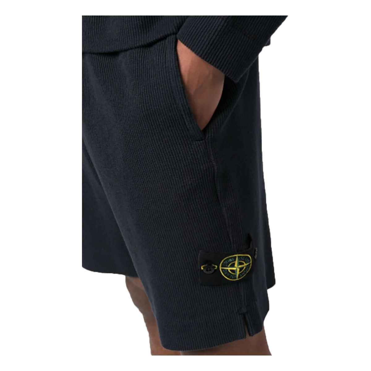 STONE ISLAND COMPASS MOTIF SHORTS IN BLACK