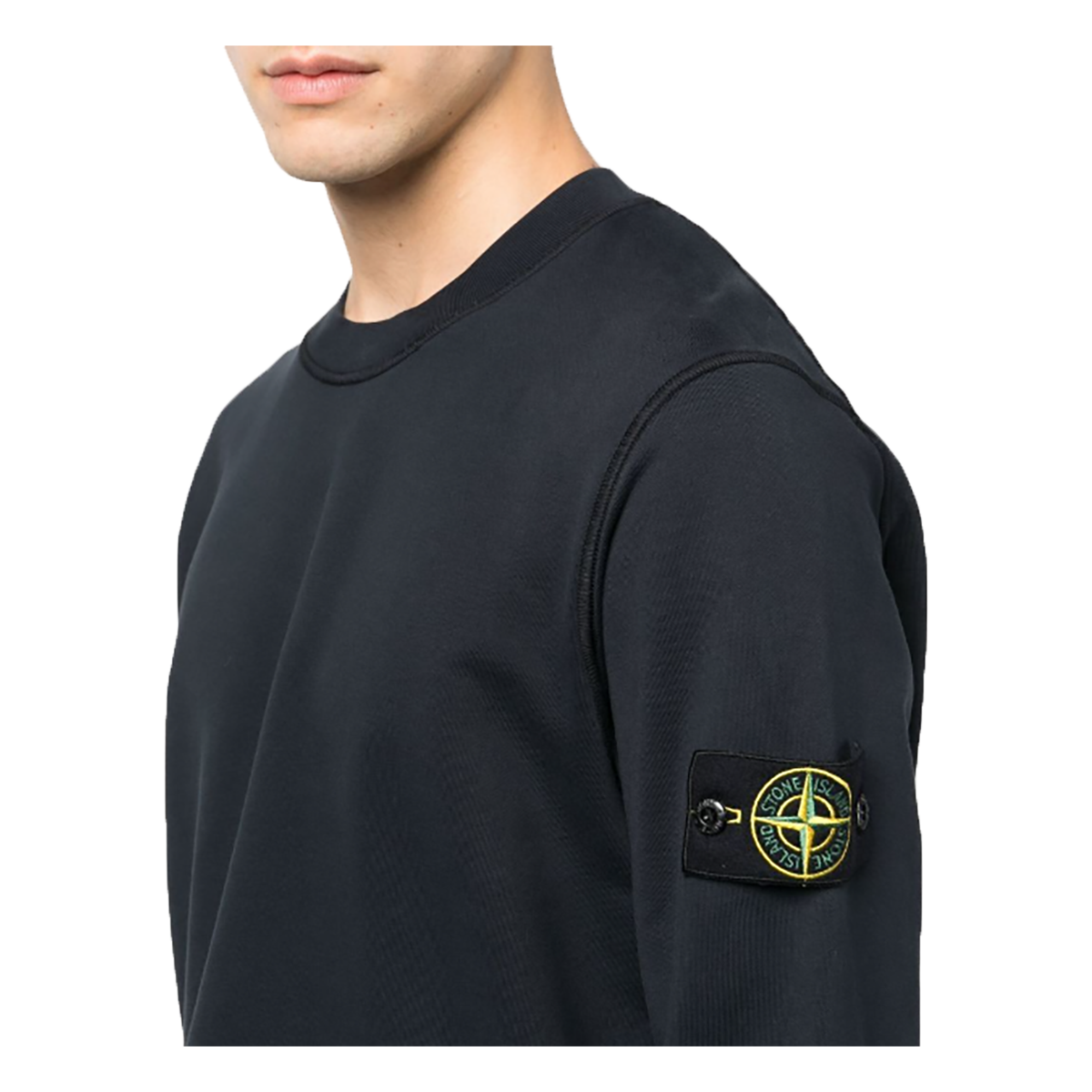 STONE ISLAND CREW NECK SWEATER IN NAVY BLUE