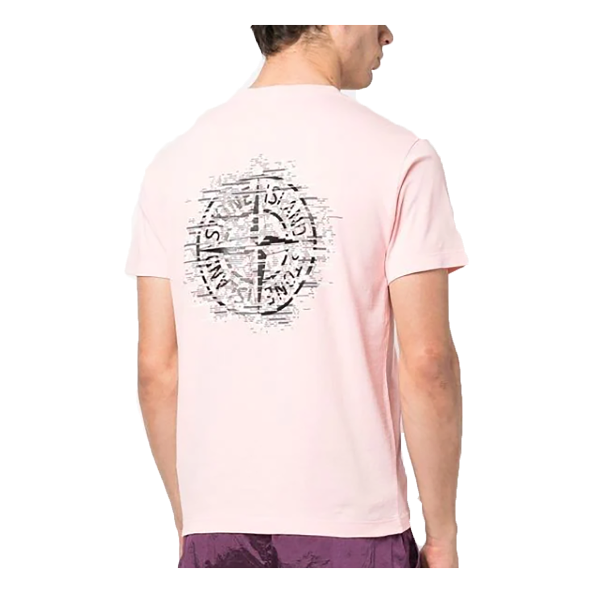 STONE ISLAND LOGO PRINTED T-SHIRT IN PINK