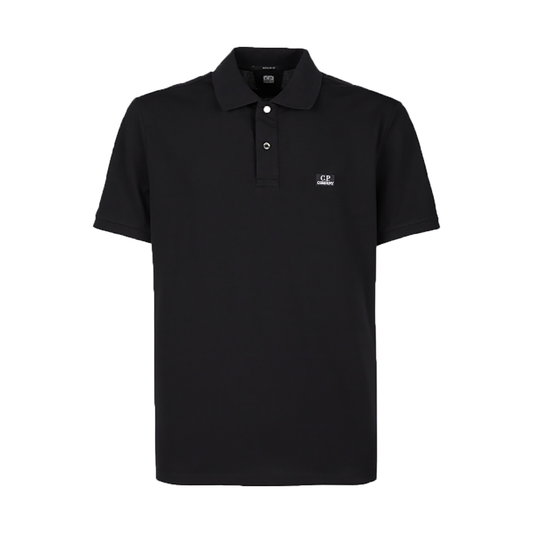 CP COMPANY PIQUET POLO SHIRT IN BLACK