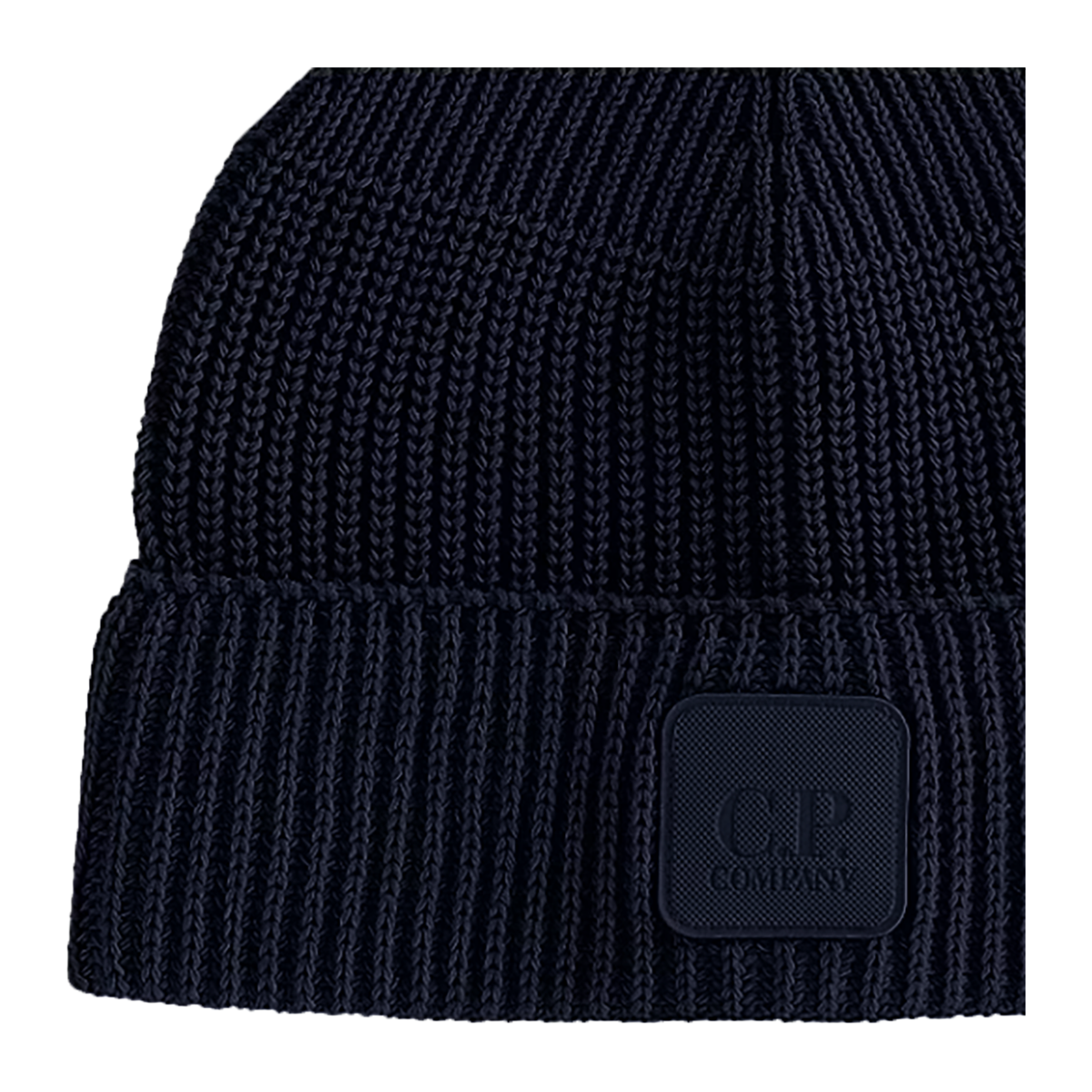 CP COMPANY METROPOLIS RIBBED BEANIE IN NAVY