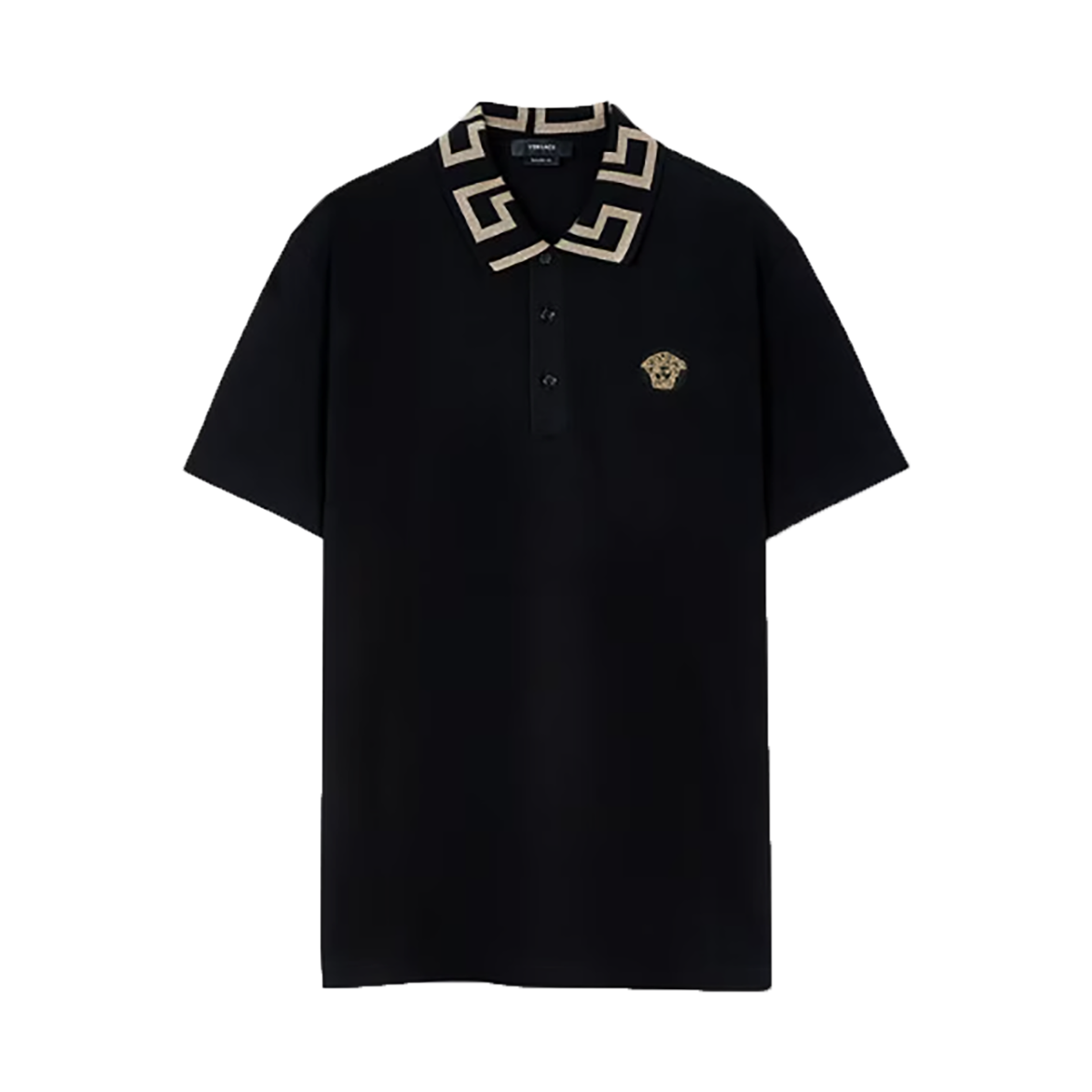 VERSACE GRECA SHORT SLEEVE POLO IN BLACK