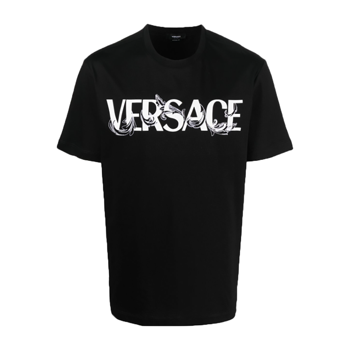 VERSACE BAROCCO SILHOUETTE LOGO T-SHIRT IN BLACK