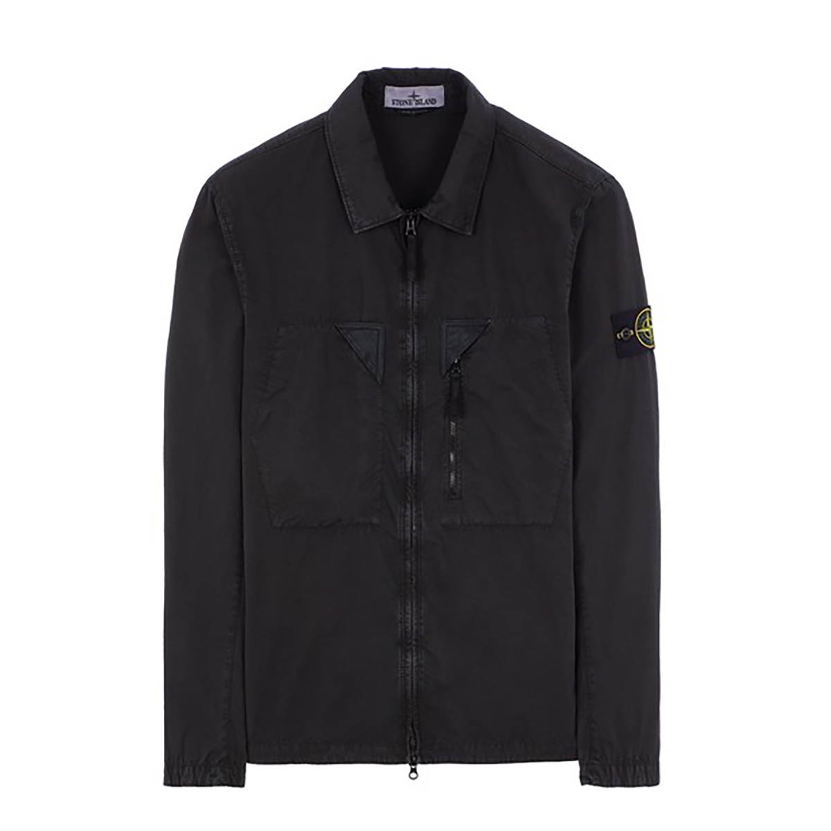 STONE ISLAND OLD TREATMENT OVERSHIRT IN BLACK