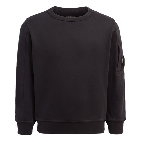 CP COMPANY JUNIOR LIGHT FLEECE LENS SWEATER IN BLACK