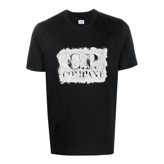 CP COMPANY JERSEY LOGO T-SHIRT IN BLACK