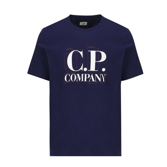 CP COMPANY LARGE GRAPHIC LOGO T-SHIRT IN BLUE