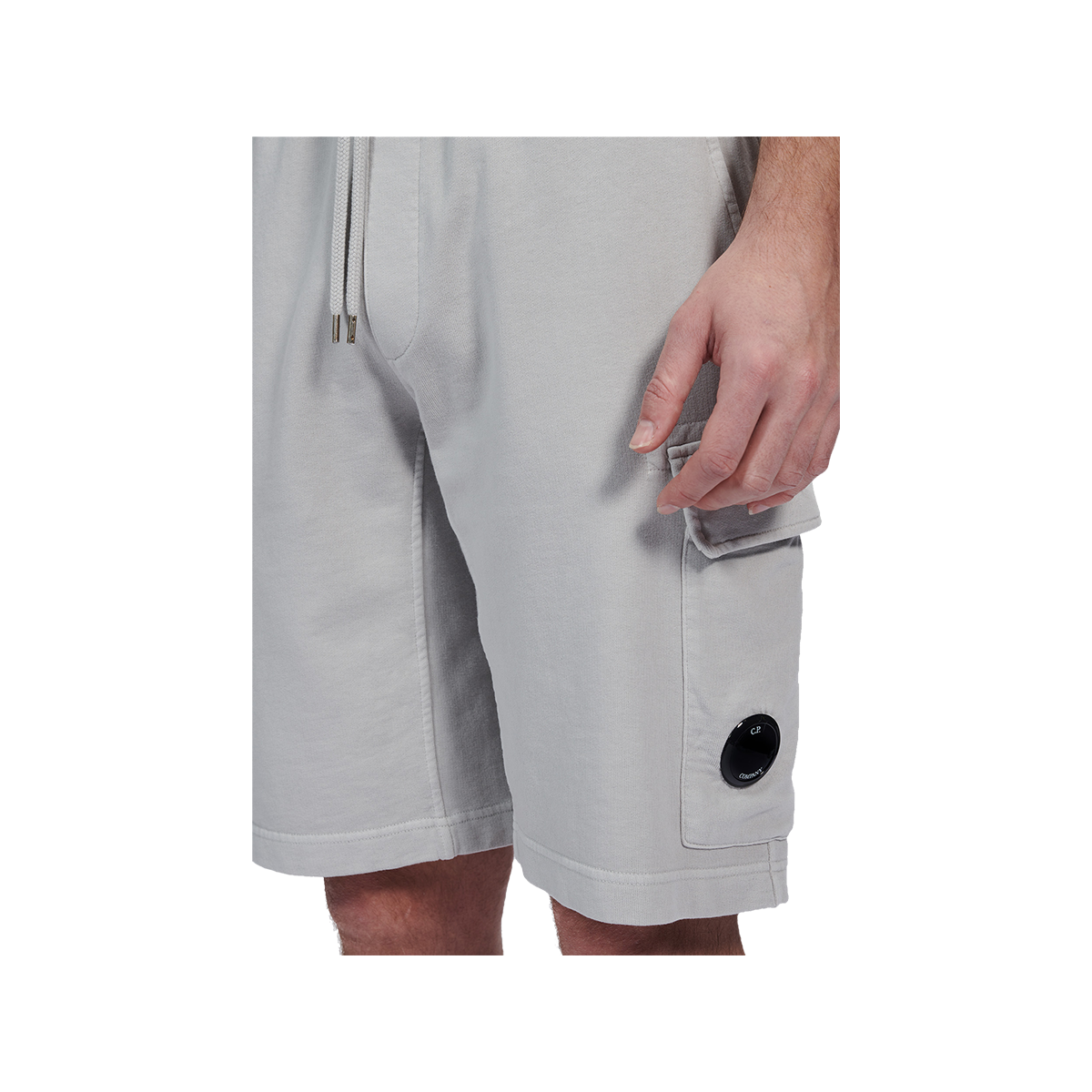 CP COMPANY COTTON FLEECE SHORTS IN GREY