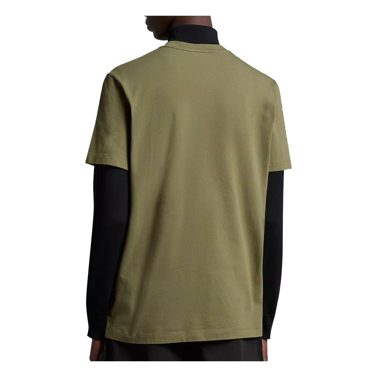 MONCLER LOGO-FLOCKED COTTON T-SHIRT IN GREEN