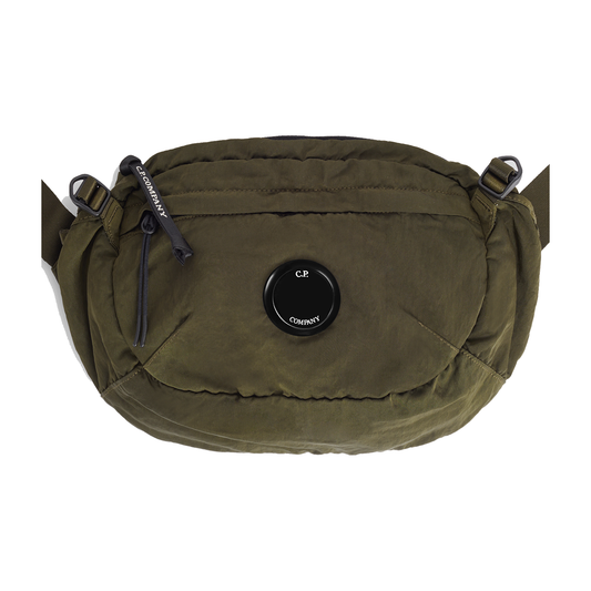 CP COMPANY JUNIOR NYLON B CROSSBODY BAG IN KAHKI GREEN