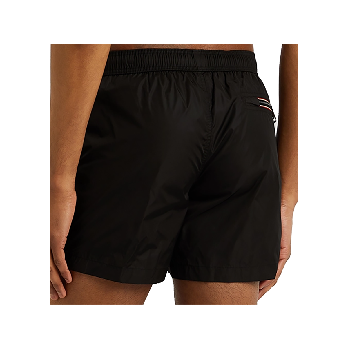 MONCLER LOGO SHELL SWIM SHORTS IN BLACK