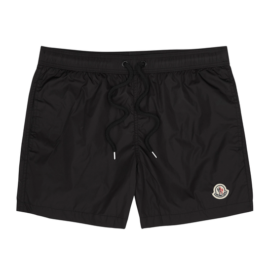 MONCLER LOGO SHELL SWIM SHORTS IN BLACK