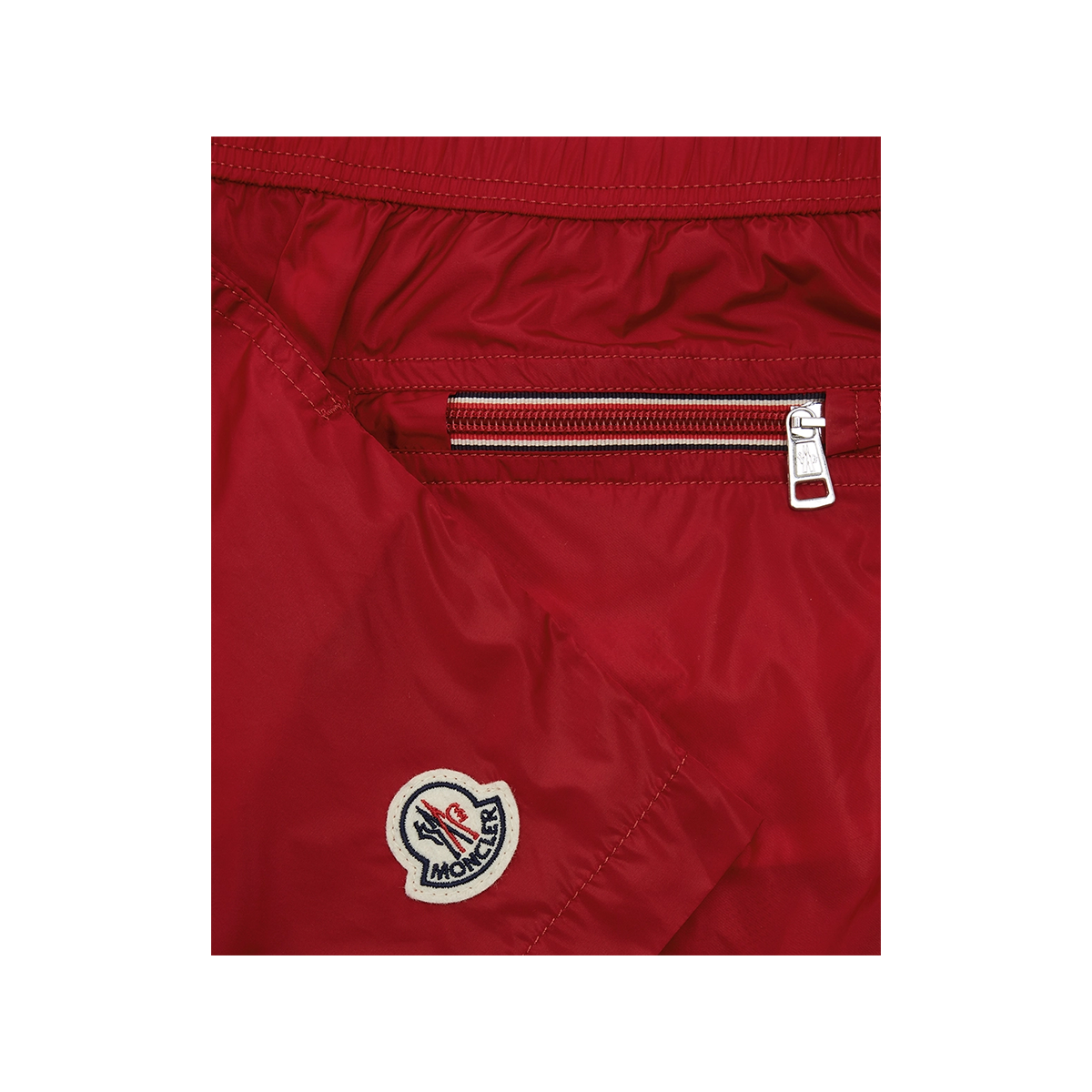 MONCLER LOGO SHELL SWIM SHORTS IN RED