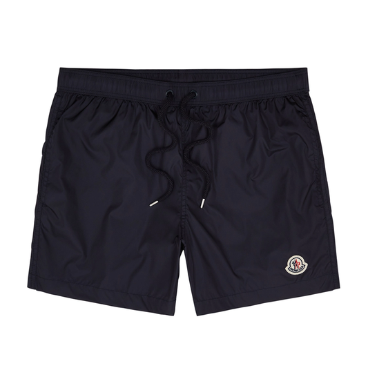 MONCLER LOGO SHELL SWIM SHORTS IN NAVY