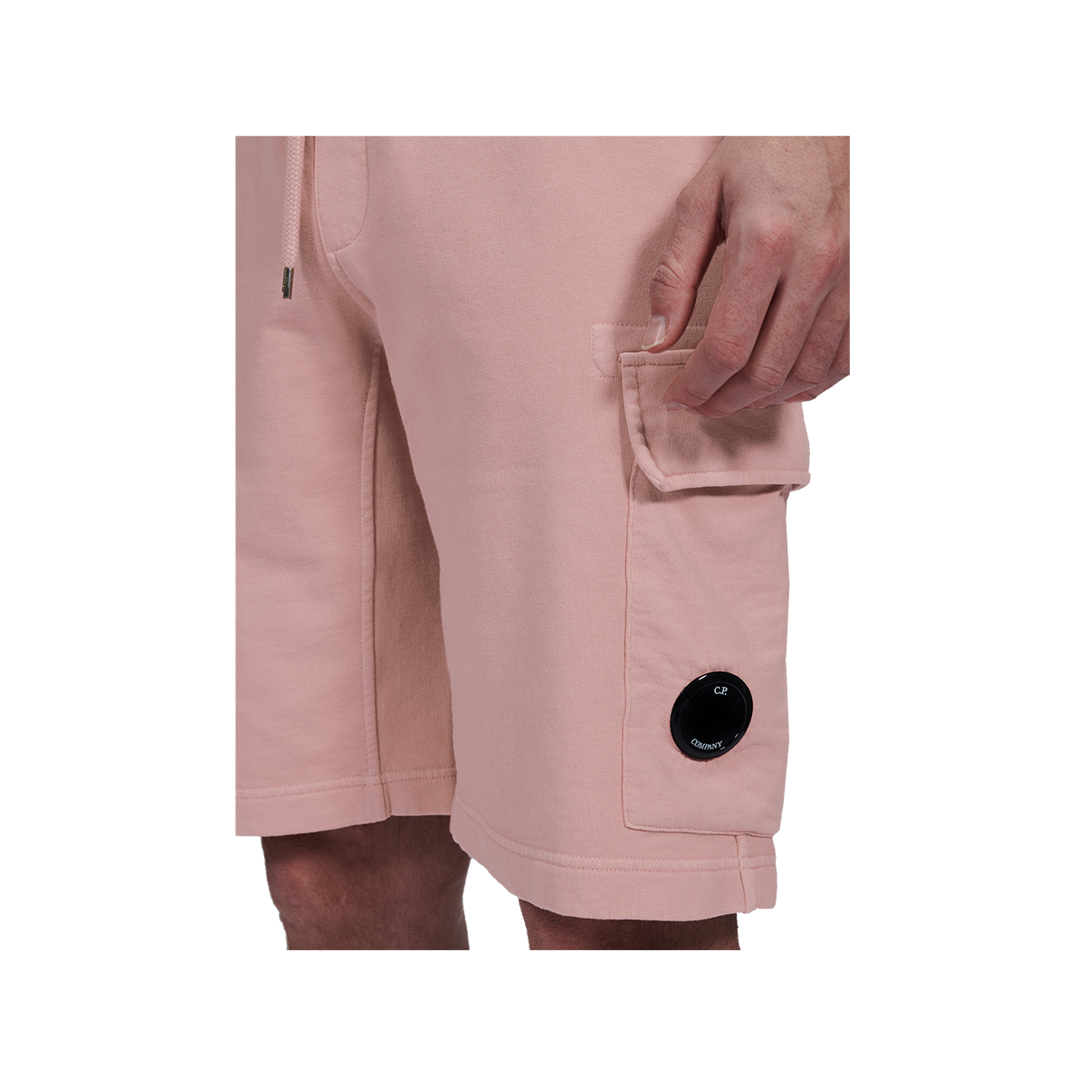 CP COMPANY COTTON FLLECE SHORTS IN PINK