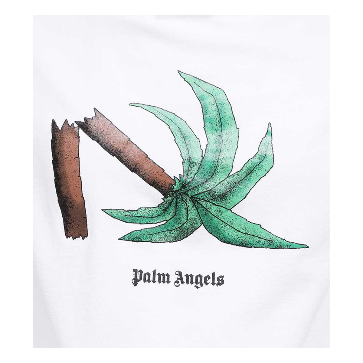 PALM ANGELS BROKEN PALM T-SHIRT IN WHITE