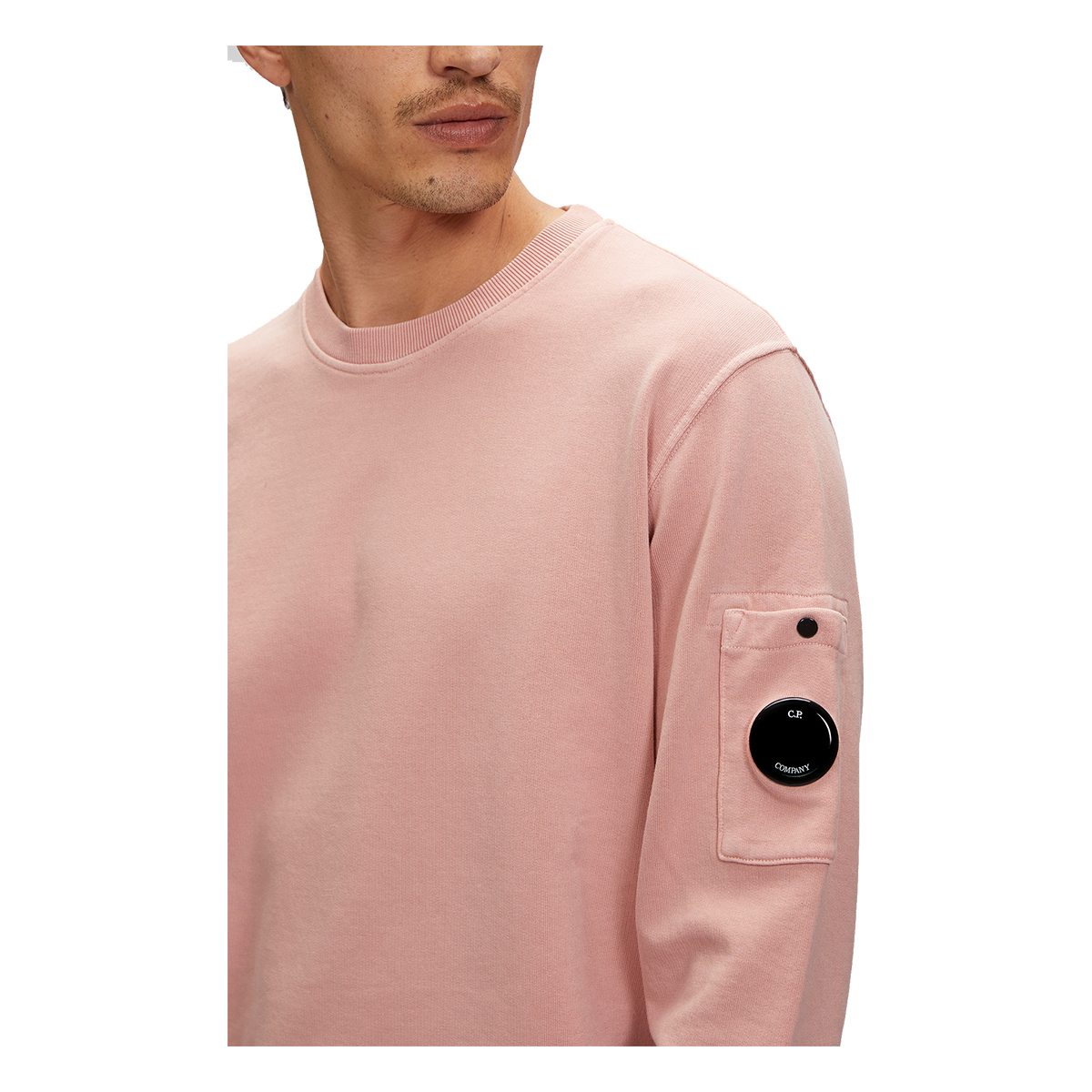 CP COMPANY COTTON DYED RESIST DYED SWEATER IN PINK