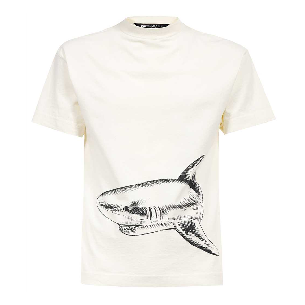 PALM ANGELS BROKEN SHARK T-SHIRT IN WHITE