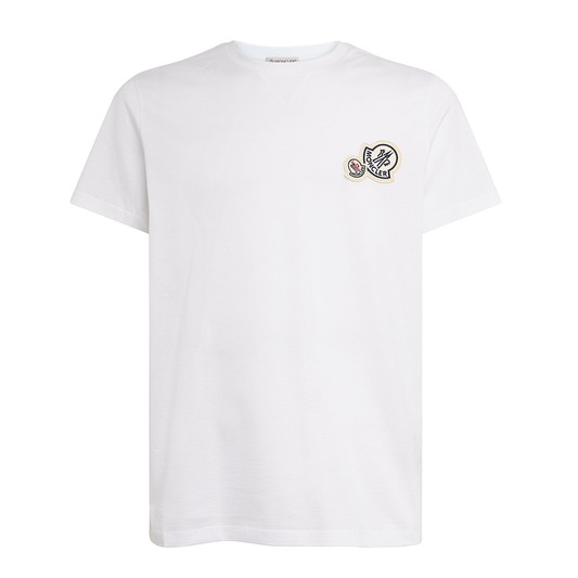 MONCLER COTTON LOGO PRINT T-SHIRT IN WHITE