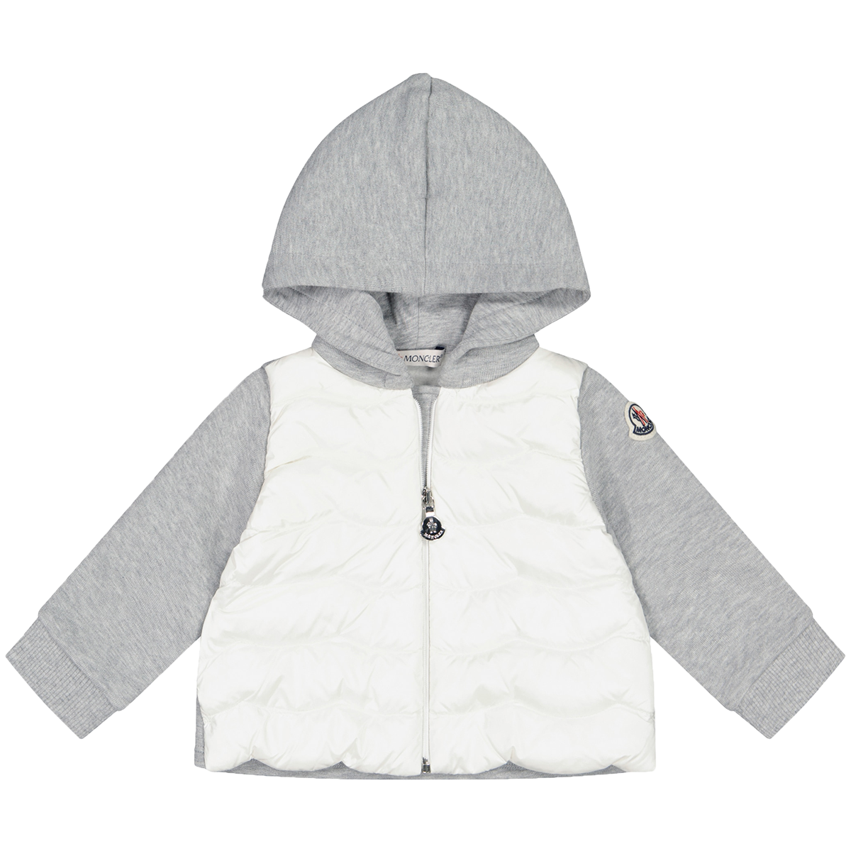 MONCLER JUNIOR SWEAT JACKET IN GREY/WHITE