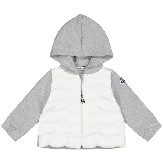 MONCLER JUNIOR SWEAT JACKET IN GREY/WHITE