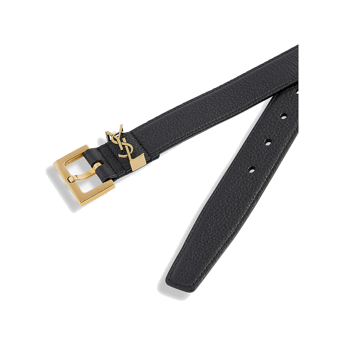 YSL WOMANS LOGO BUCKLE LEATHER BELT