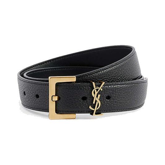 YSL WOMANS LOGO BUCKLE LEATHER BELT