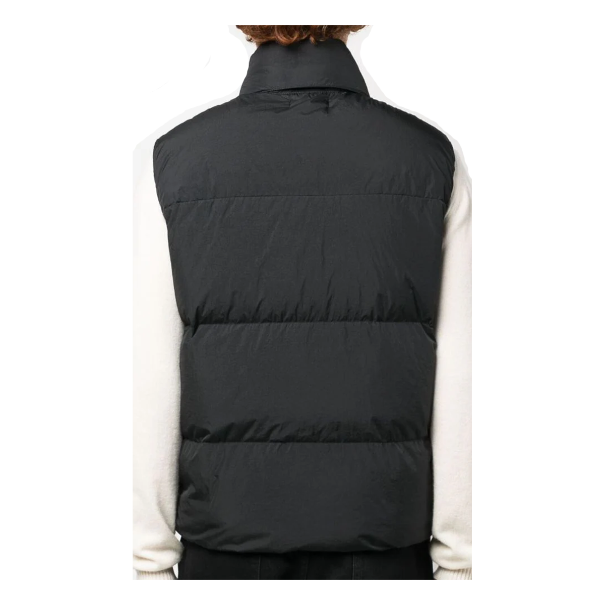 STONE ISLAND CRINKLE REP DWON GILLET IN BLACK