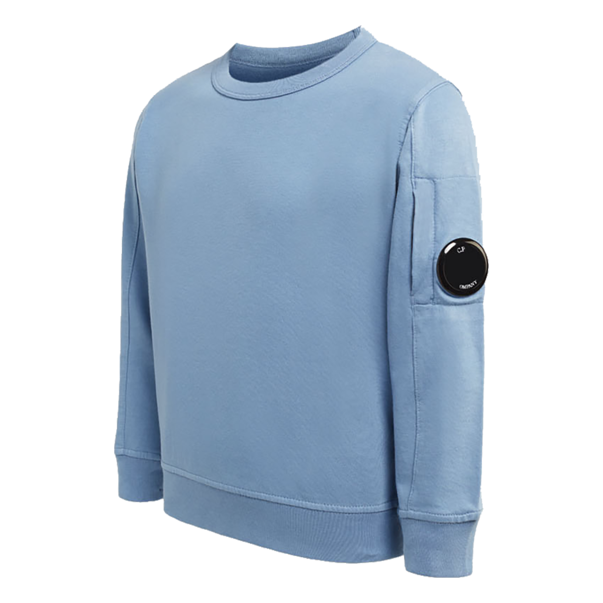 CP COMPANY JUNIOR LIGHT FLEECE LENS SWEATER IN BLUE