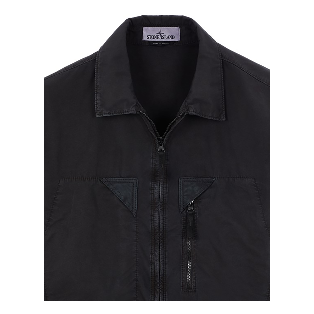 STONE ISLAND OLD TREATMENT OVERSHIRT IN BLACK