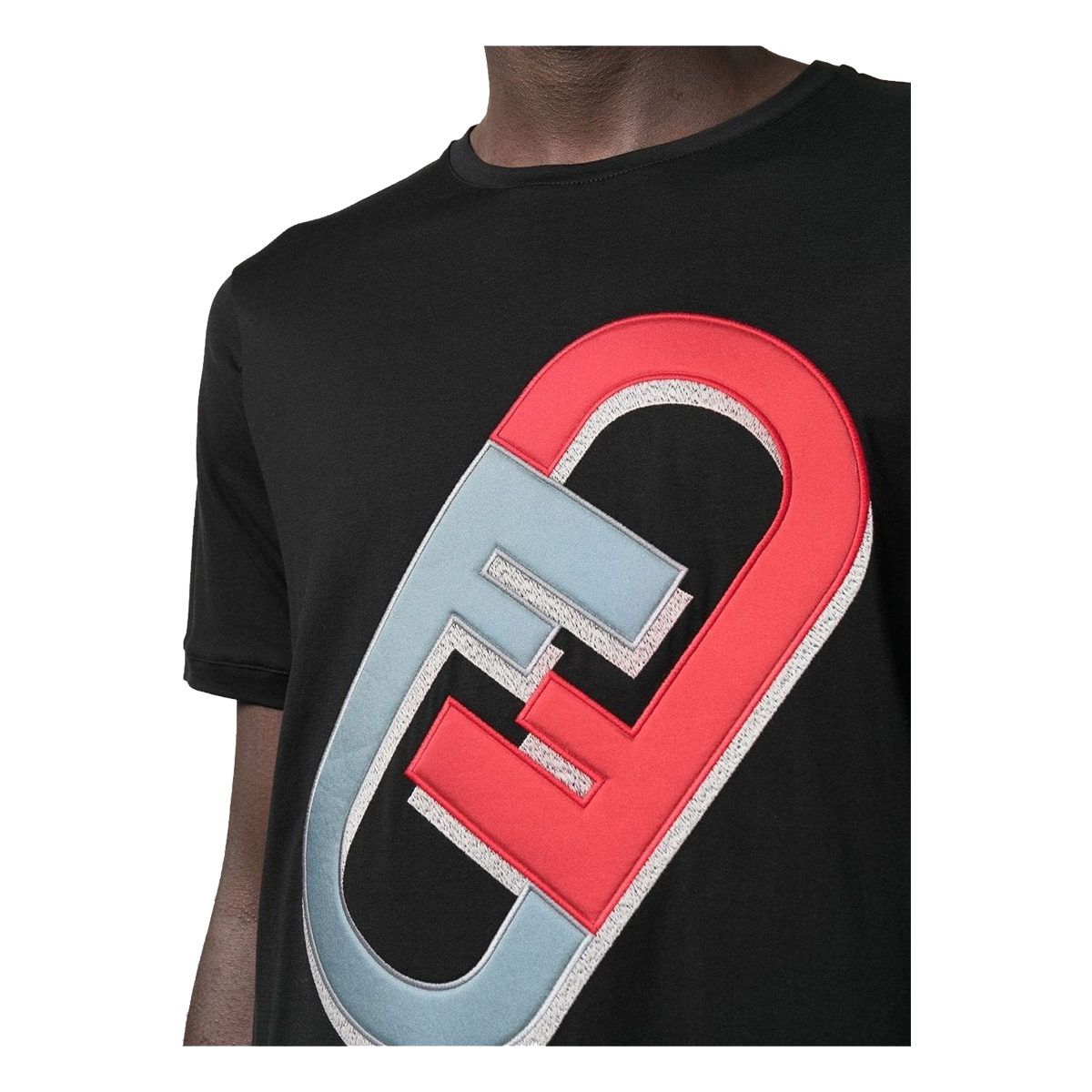 FENDI FF LINKED BRANDING T-SHIRT IN BLACK