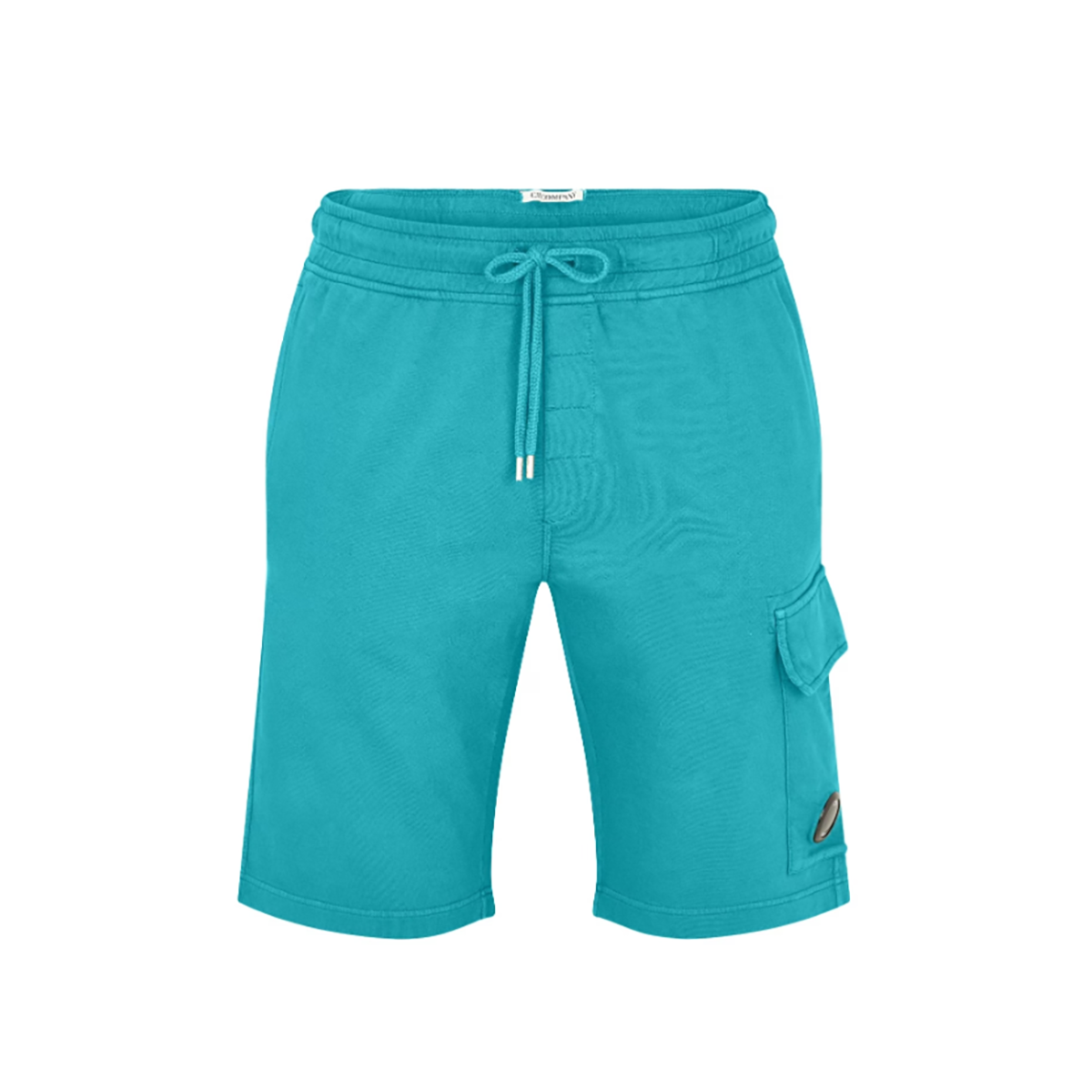 CP COMPANY COTTON FLEECE SHORTS IN TURQUISE