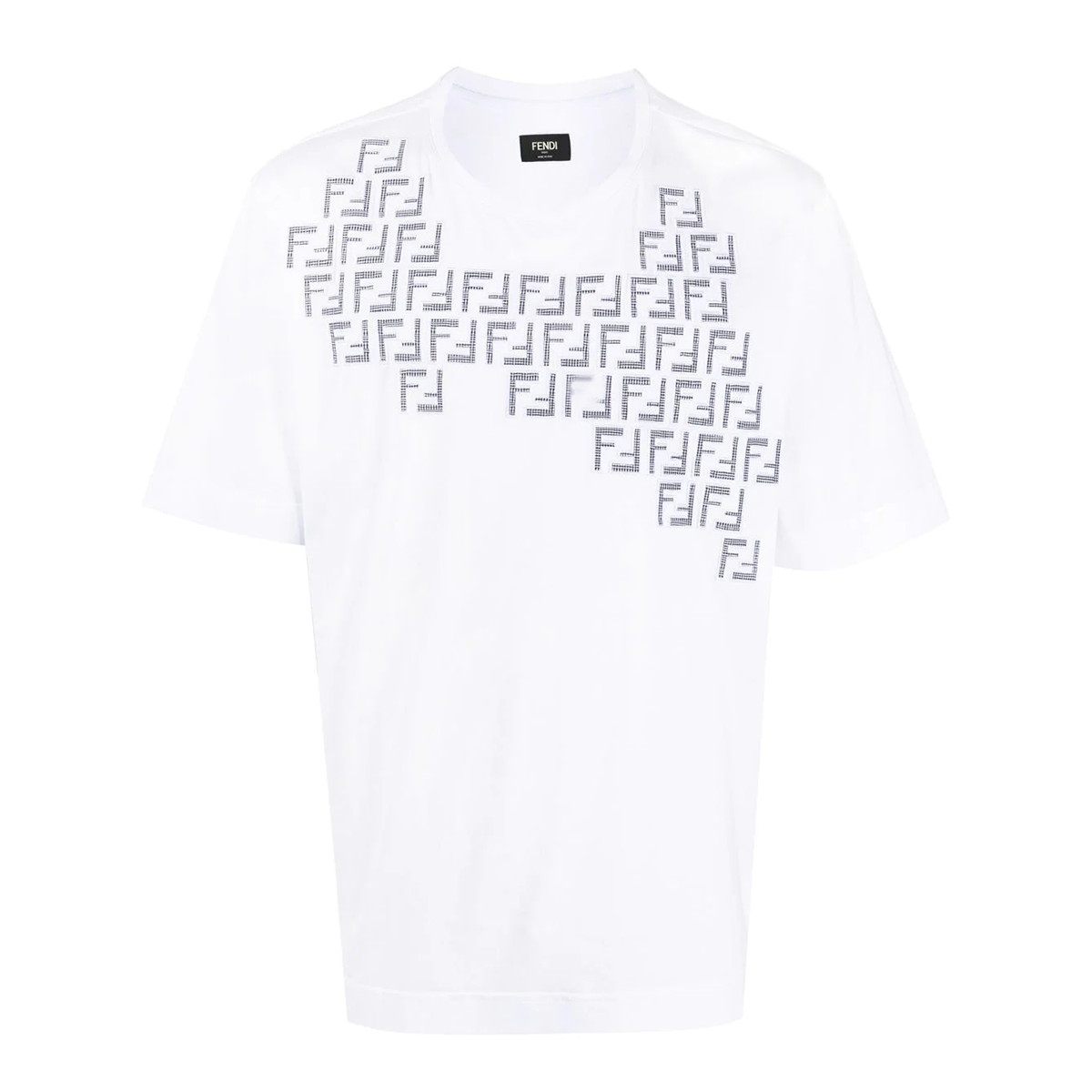 FENDI EMBELLISHED FF OVERSIZED COTTON T-SHIRT IN WHITE